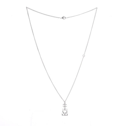 Chanel Crystal Emoji Choupette Cat Pendant Necklace Silver 3 of 5