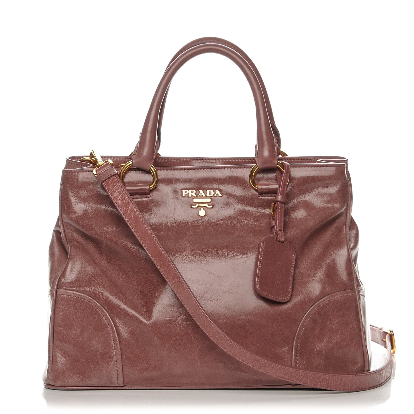 Vitello Shine Top Handle Bag Antico