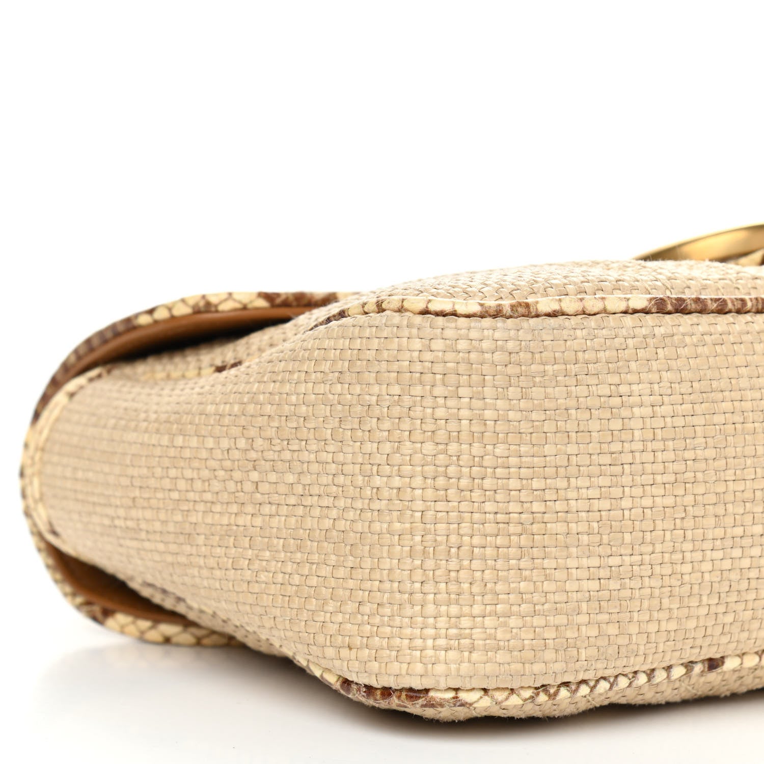 Gucci Raffia Elaphe Matelasse Small GG Marmont Shoulder Bag Natural Cream Brown 8 of 10