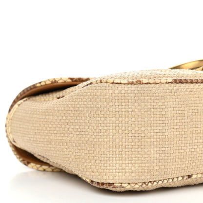 Gucci Raffia Elaphe Matelasse Small GG Marmont Shoulder Bag Natural Cream Brown 8 of 10
