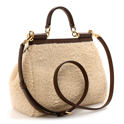 Dolce & Gabbana Faux Fur Vitello Medium Miss Sicily Satchel Caffe Latte Marrone 3 of 9