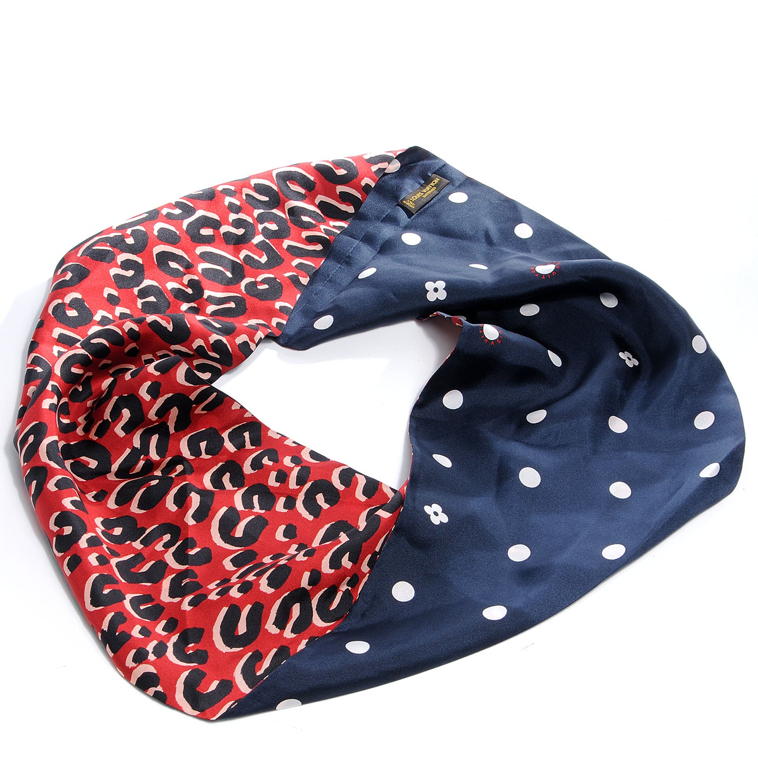 Louis Vuitton Silk Leopard Snood Scarf Red 1 of 5