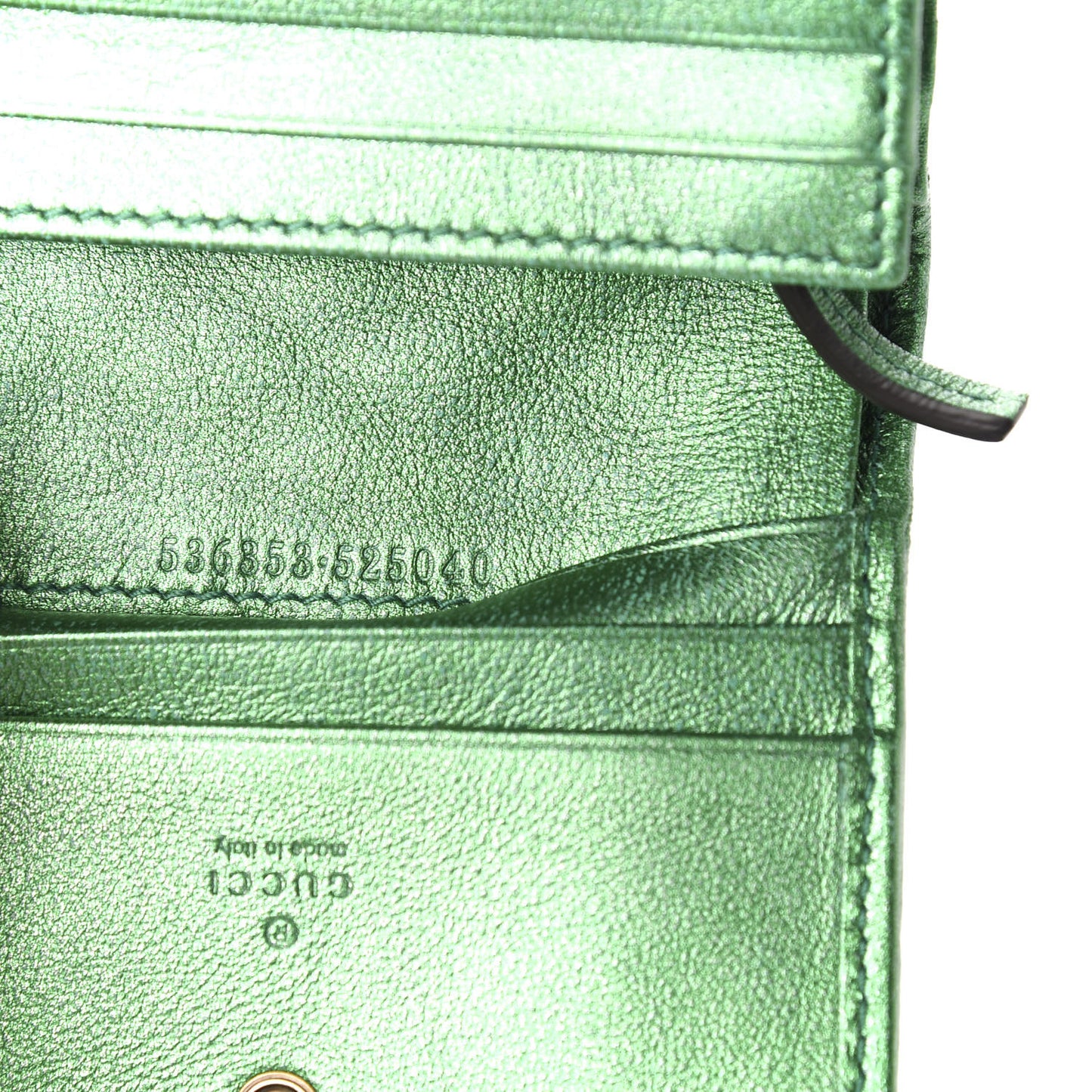 Laminated Nappa Trapuntata Zumi Card Case Jasmine Green