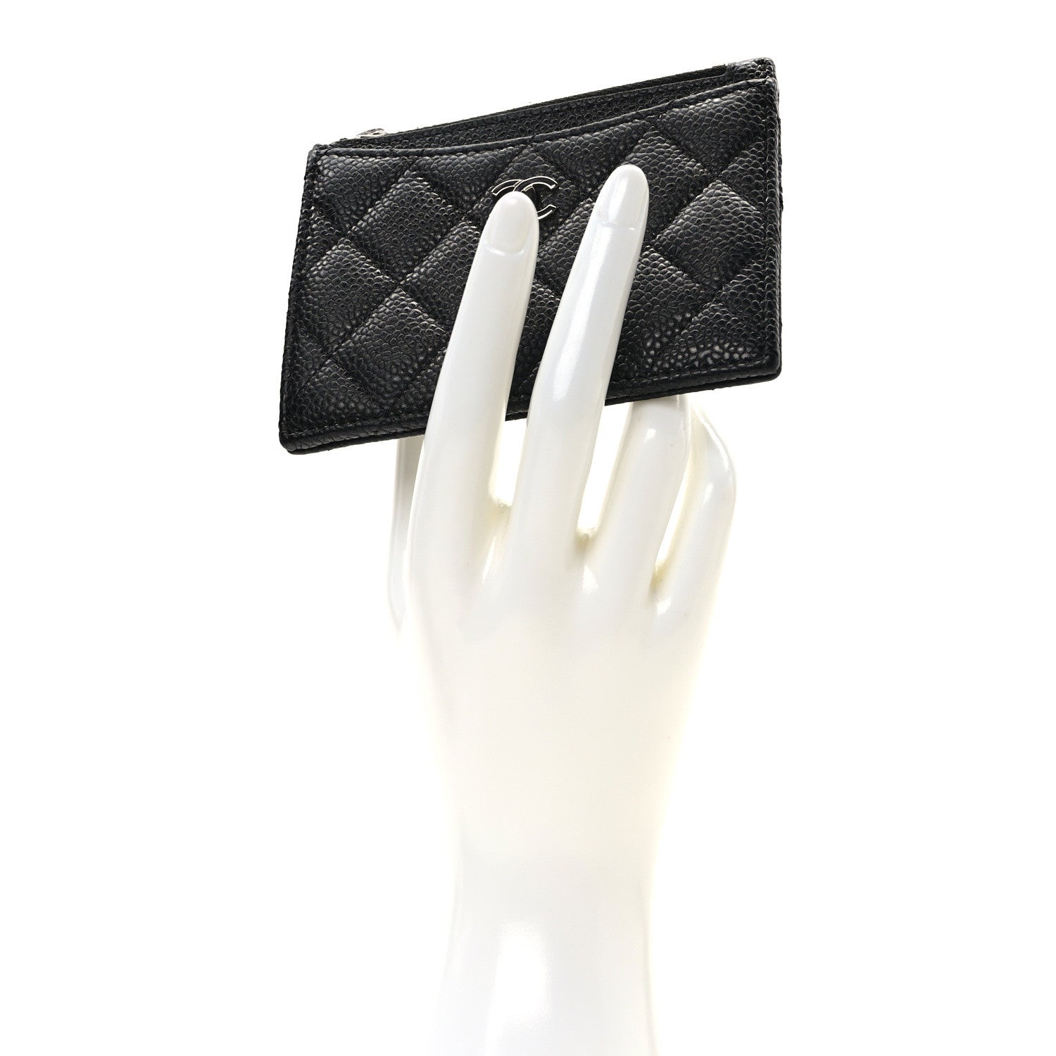 Chanel Caviar Quilted CC Zip Card Holder Black 2 of 9