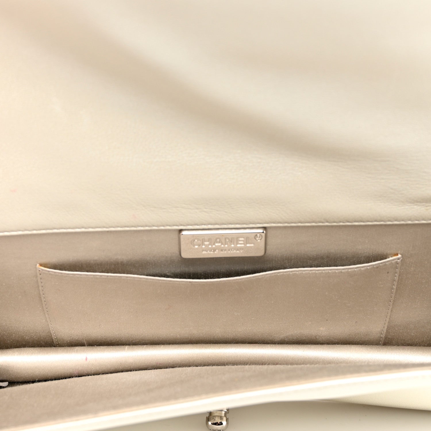 Chanel Metallic Lambskin Quilted Boy Flap Clutch Silver 5 of 8