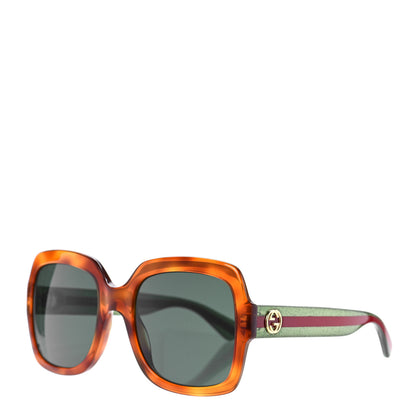 Gucci Acetate Square Frame Web Glitter Sunglasses GG0036S Havana 1 of 7