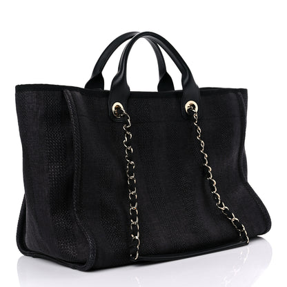 Chanel Mixed Fibers Calfskin Striped Medium Deauville Tote Black 3 of 20
