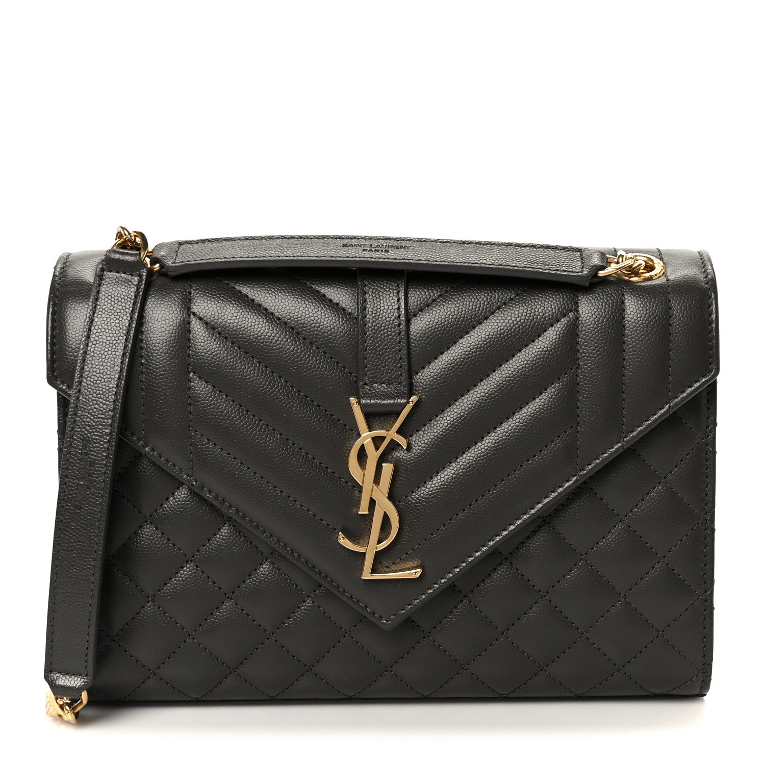 Saint Laurent Grain De Poudre Textured Mixed Matelasse Triquilt Medium Monogram Satchel Pebble 1 of 11