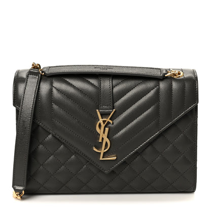 Saint Laurent Grain De Poudre Textured Mixed Matelasse Triquilt Medium Monogram Satchel Pebble 1 of 11