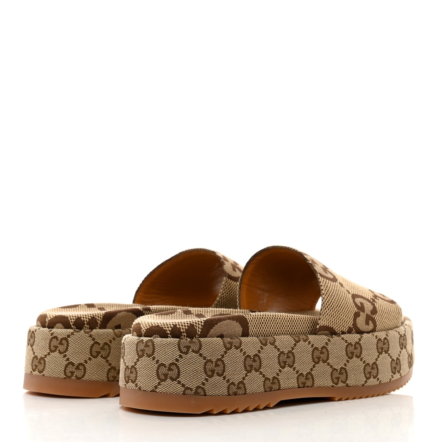 Gucci Monogram Maxi GG Angelina Platform 55mm Slide Sandals 39 Camel Ebony 4 of 8
