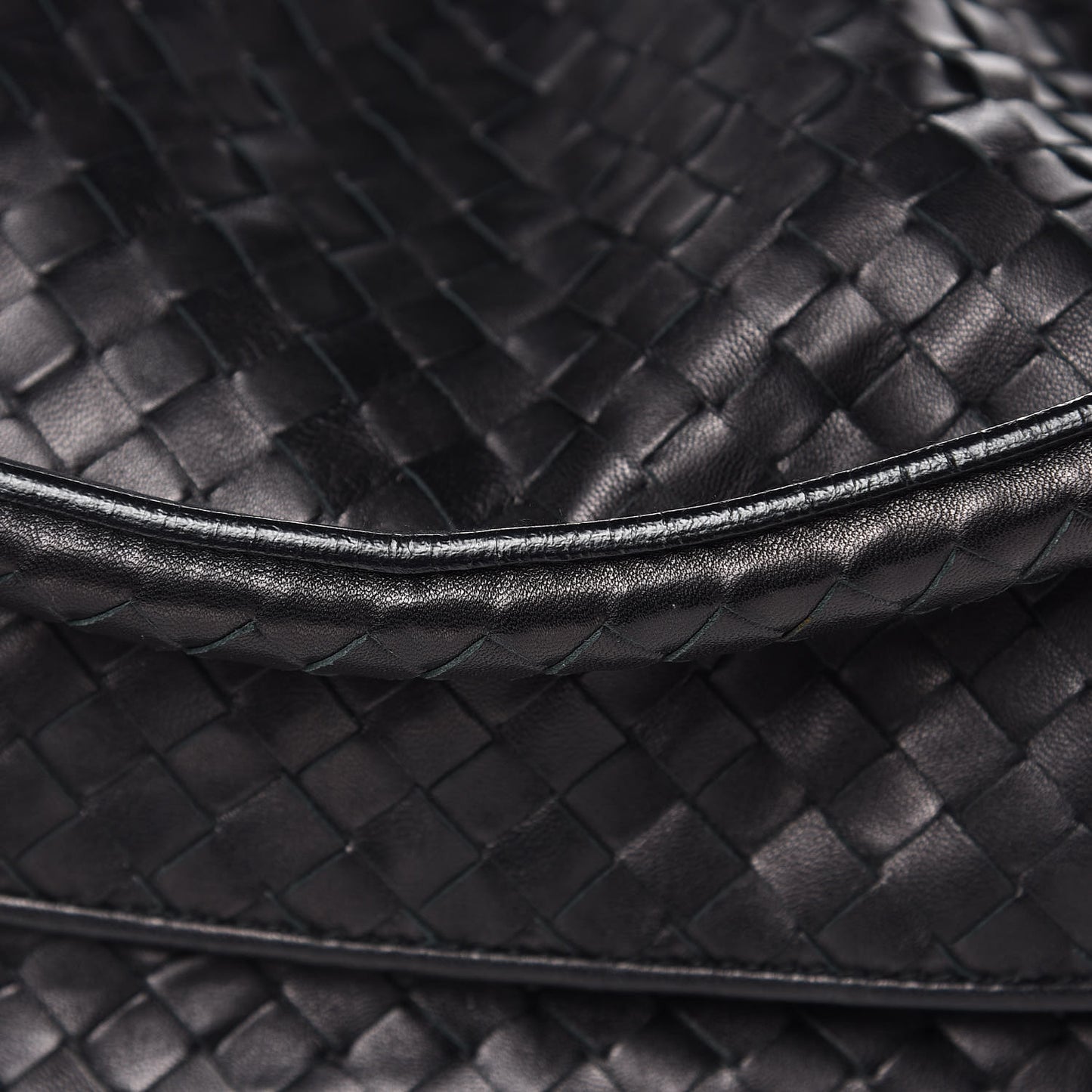 Nappa Intrecciato Flap Shoulder Bag Black