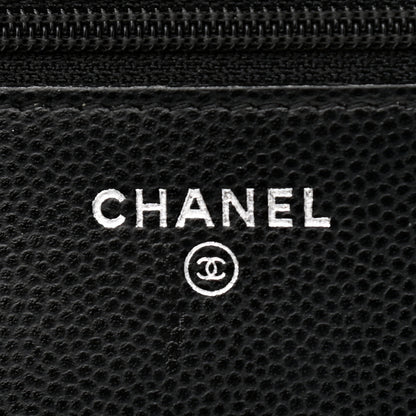 Chanel Caviar Chevron Quilted Wallet On Chain WOC Black 6 of 13