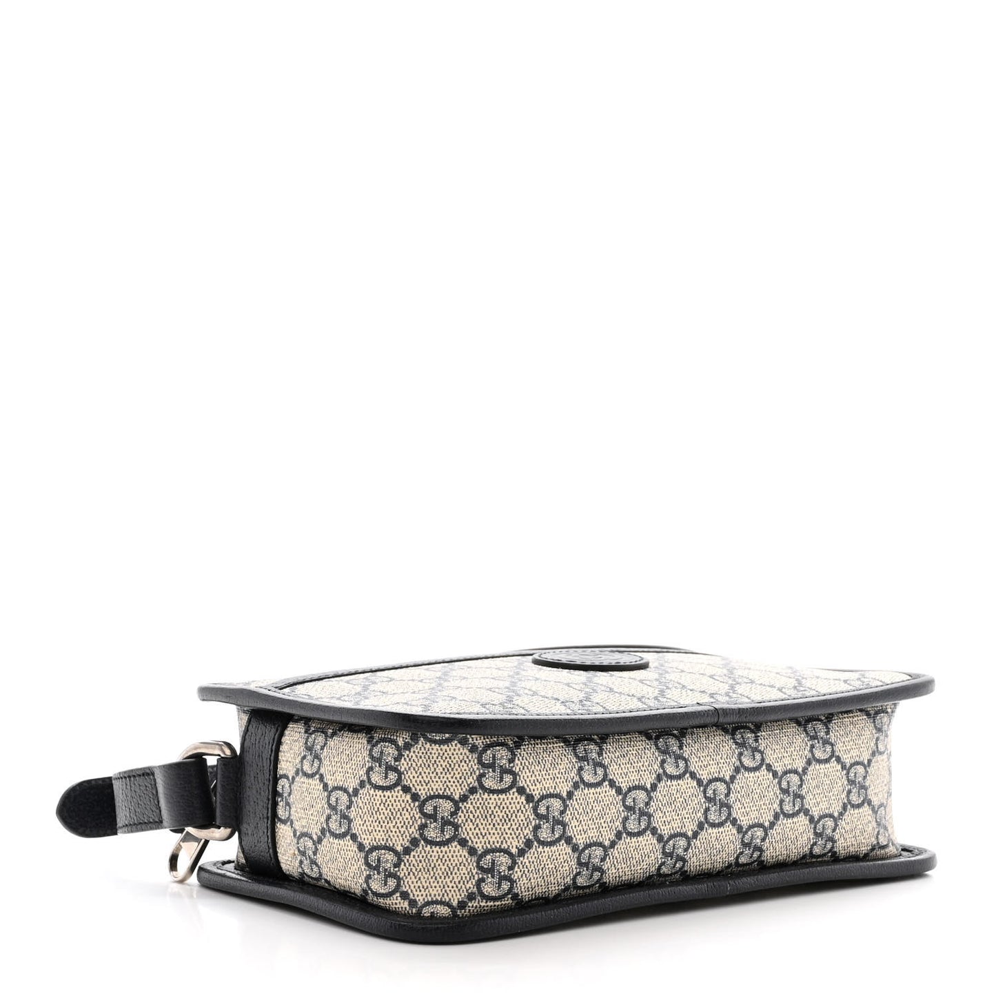 GG Supreme Monogram Textured Dollar Calfskin Mini Retro Interlocking G Shoulder Bag Beige Blue