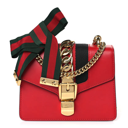 Gucci Calfskin Mini Sylvie Chain Shoulder Bag Hibiscus Red 1 of 9