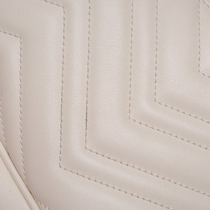 Gucci Calfskin Matelasse Medium GG Marmont Chain Shoulder Bag Mystic White 9 of 9