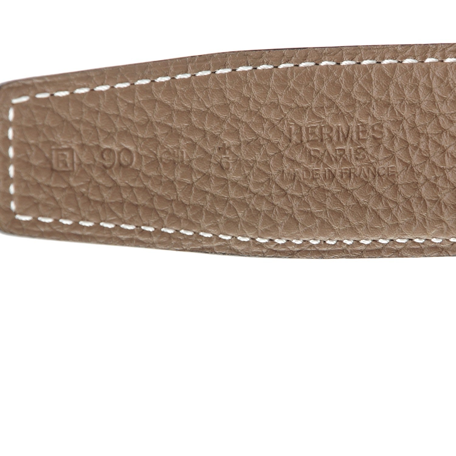 Hermes Box Togo 32mm Martelee H Belt 90 Black Etoupe 2 of 7