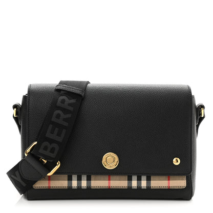 Burberry Grainy Calfskin Vintage Check Note Crossbody Bag Black 1 of 8