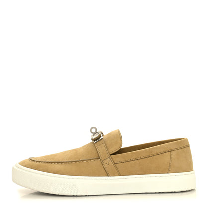 Hermes Suede Calfskin Mens Game Slip On Sneakers 42 Beige Albâtre 1 of 9