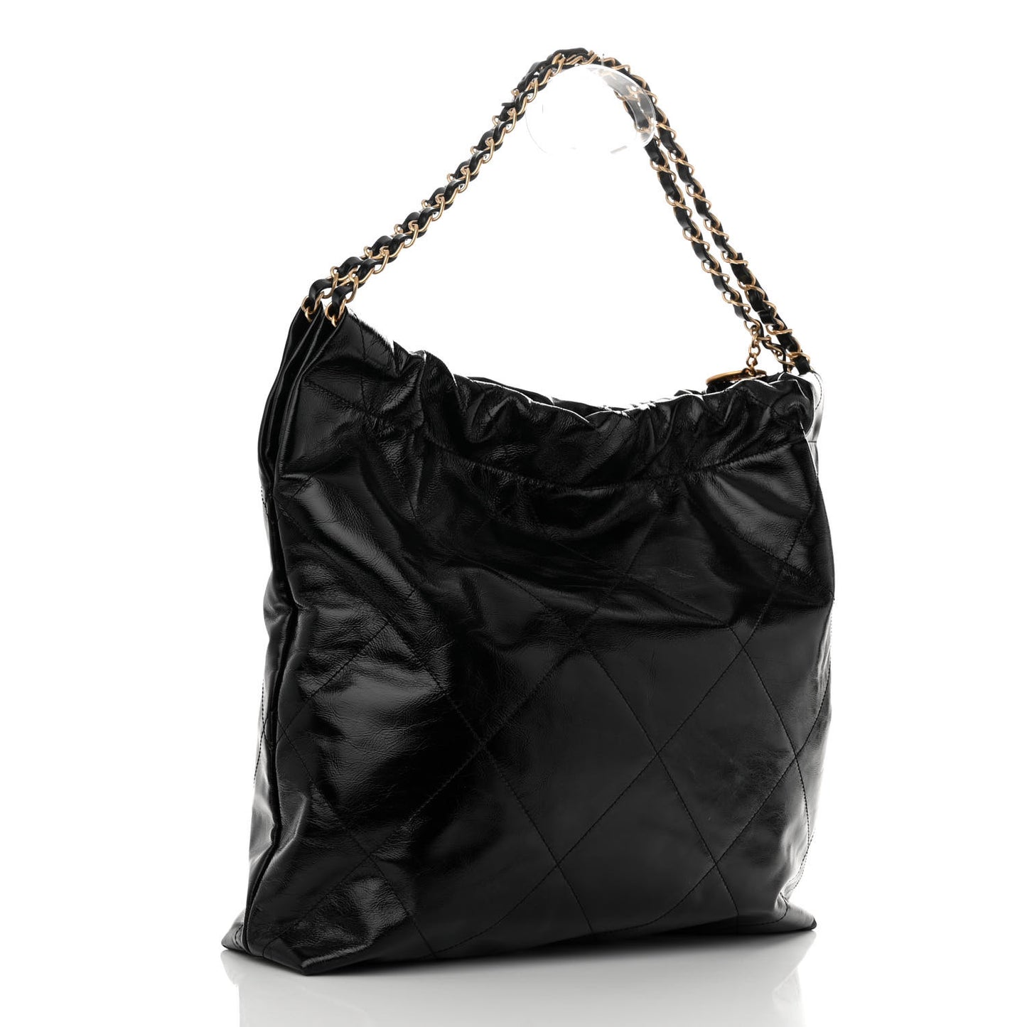 Shiny Calfskin Quilted Chanel 22 Black