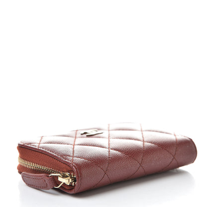 Chanel Iridescent Caviar Quilted Zip Coin Purse Burgundy 4 of 8