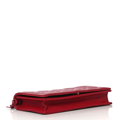 Christian Dior Ultra Matte Calfskin Cannage Lady Dior Clutch Cerise 5 of 17