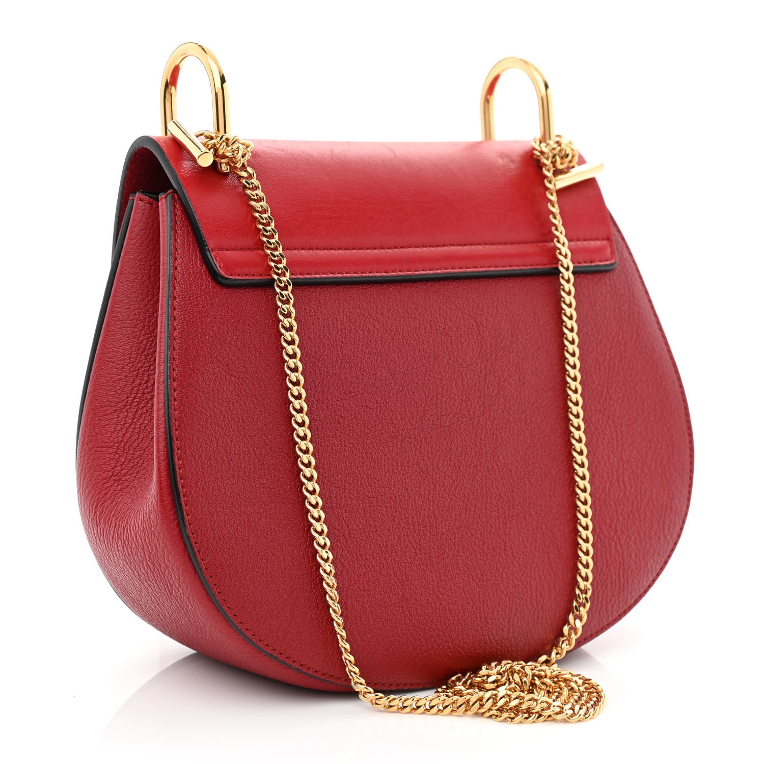 Chloe Grained Calfskin Lambskin Drew Shoulder Bag Red 3 of 11