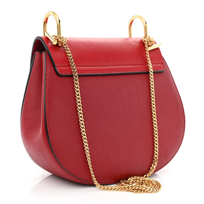 Chloe Grained Calfskin Lambskin Drew Shoulder Bag Red 3 of 11