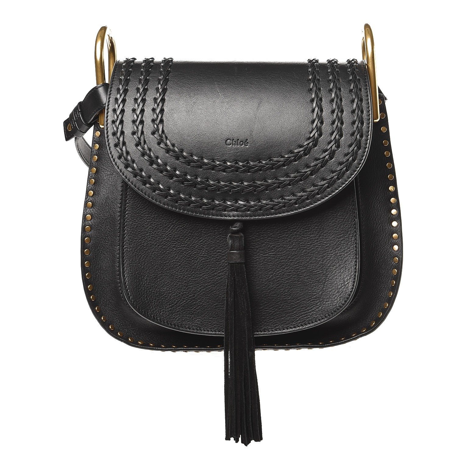 Chloe Calfskin Braided Medium Hudson Shoulder Bag Black 1 of 8