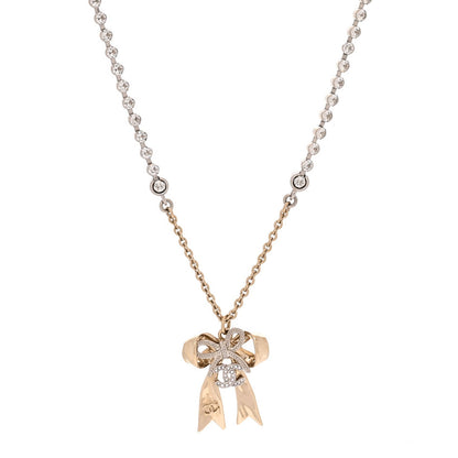 Chanel Crystal CC Bow Pendant Necklace Gold Silver 1 of 5
