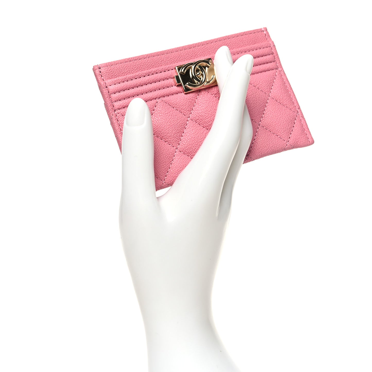 Caviar Quilted Boy Card Holder Pink