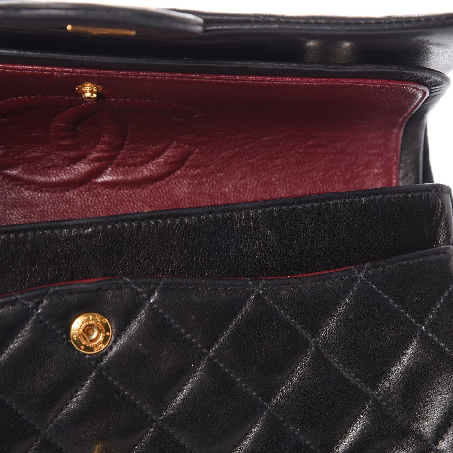 Lambskin Quilted Small Double Flap Black