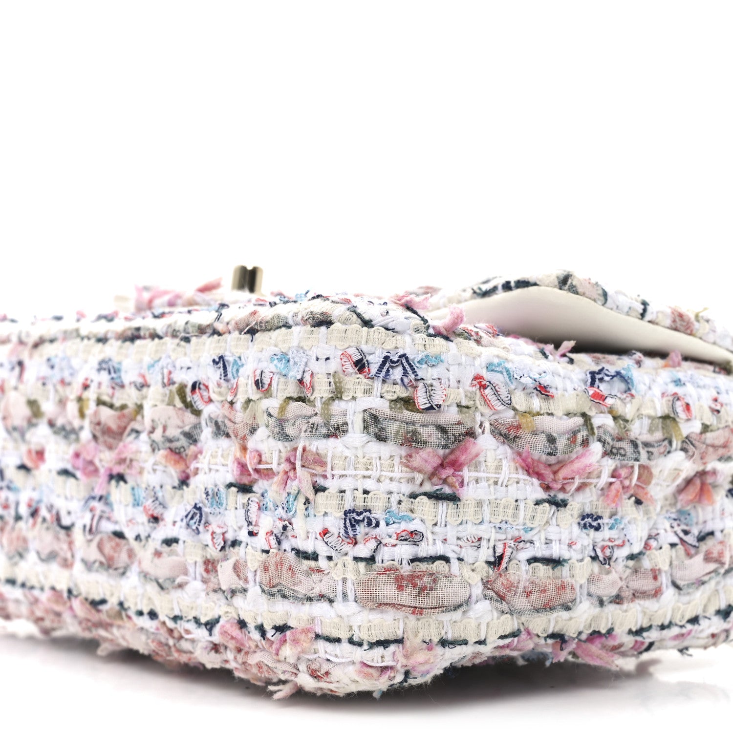 Chanel Tweed Quilted Mini Rectangular Flap Ecru Pink Blue Green 9 of 10
