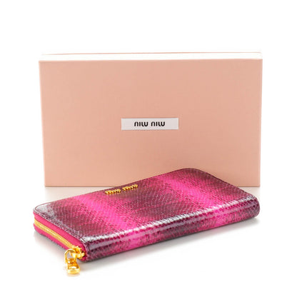 Miu Miu Vitello Ayers Embossed Zip Around Wallet Peonia 4 of 7