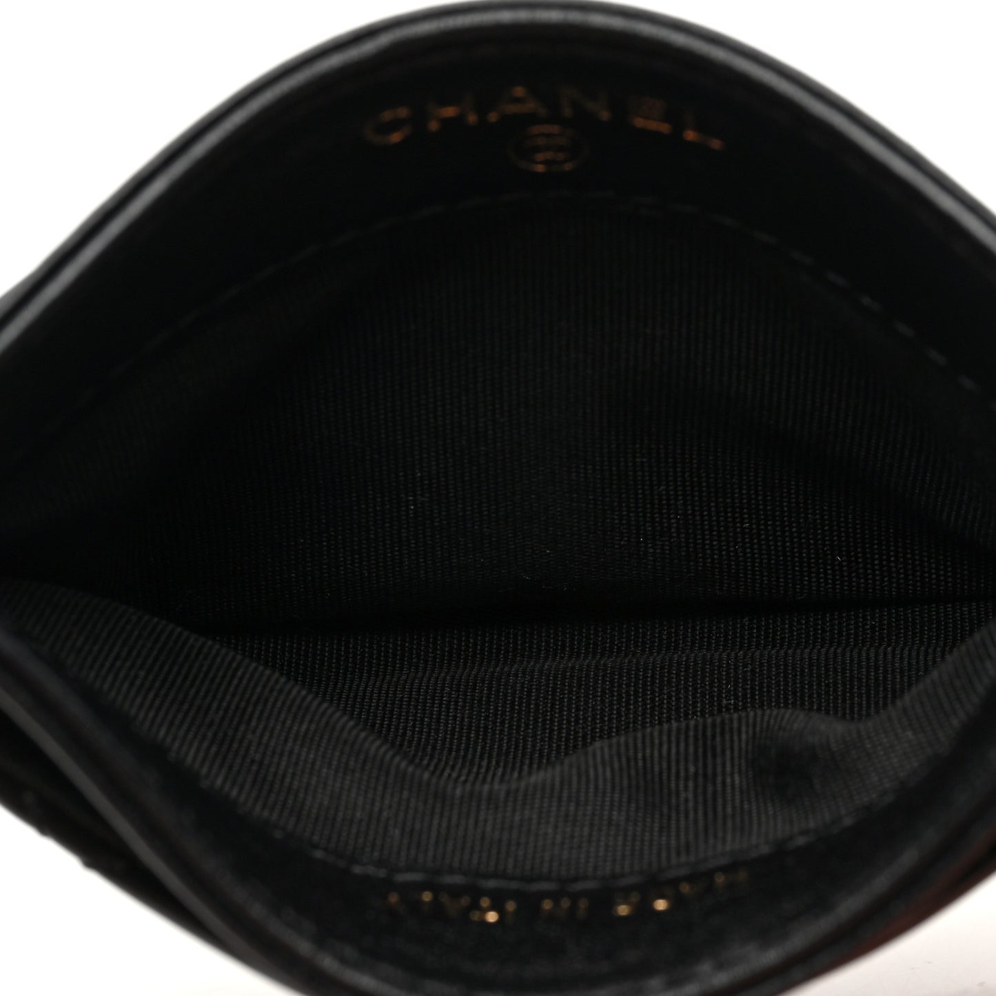 Patent Calfskin Quilted Card Holder Black