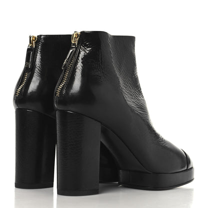 Chanel Crumpled Calfskin Cap Toe CC Ankle Boots 35.5 Black 5 of 9