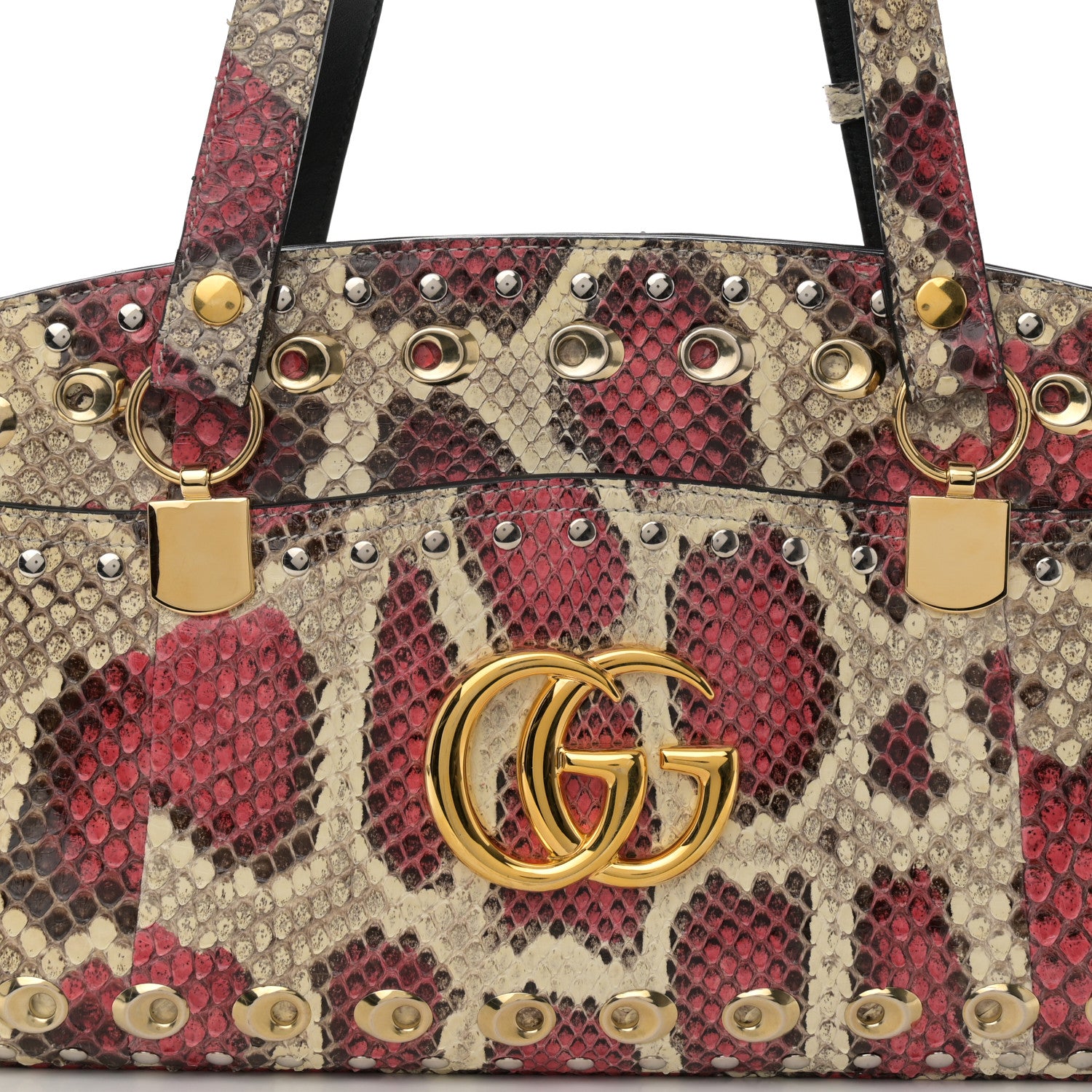 Gucci Snakeskin Large Arli Top Handle Bag Pink Beige 9 of 12