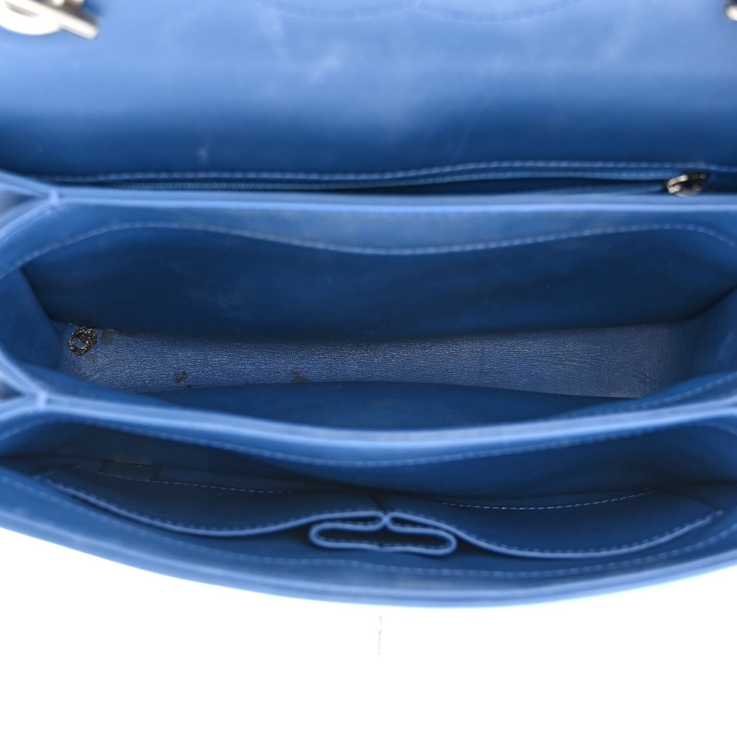 Calfskin Small Trendy CC Dual Handle Flap Bag Blue