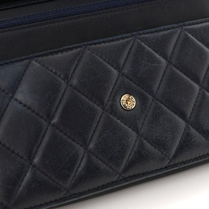 Chanel Lambskin Quilted Wallet On Chain WOC Navy Blue 18 of 18