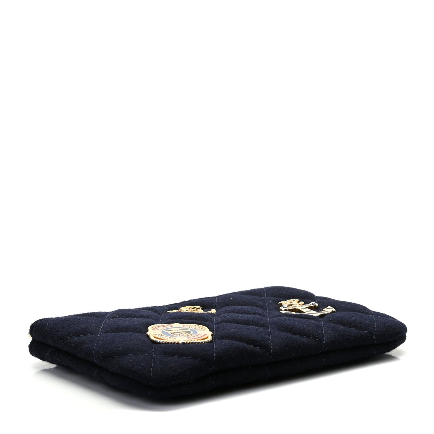 Wool Quilted Paris-Hamburg Charms Small Cosmetic Case Navy