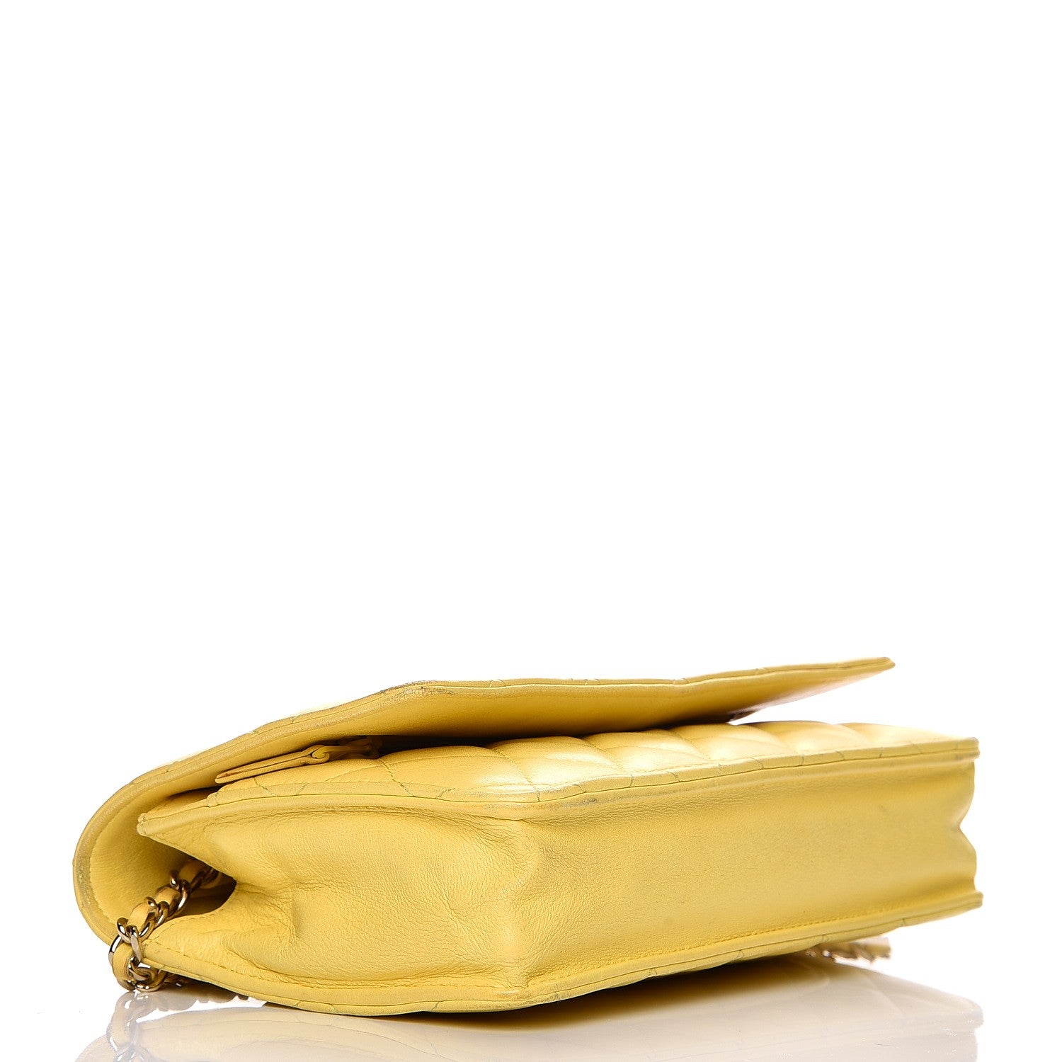 Chanel Lambskin Quilted Wallet on Chain WOC Yellow 4 of 21