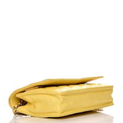 Chanel Lambskin Quilted Wallet on Chain WOC Yellow 4 of 21