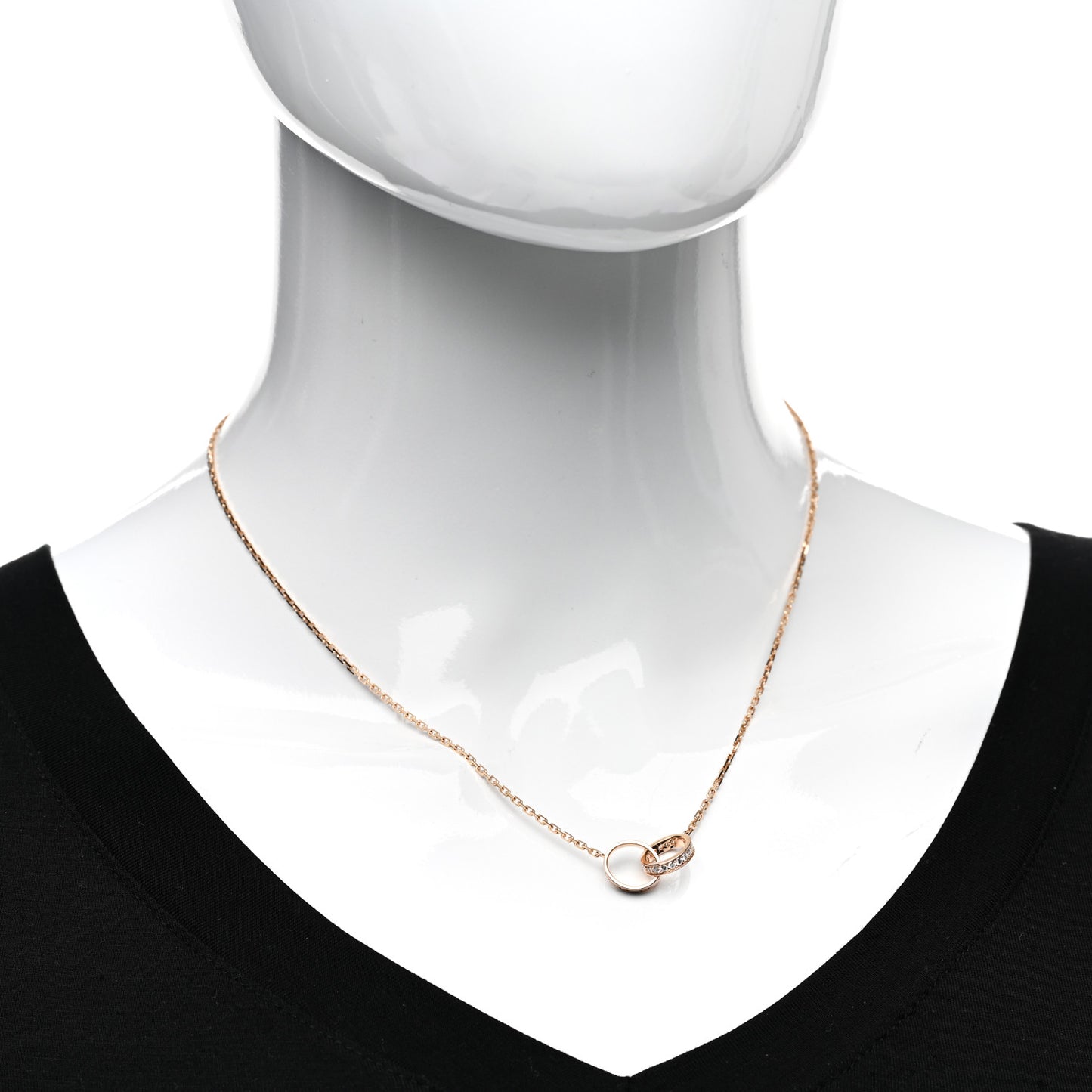 18K Pink Gold Diamond Interlocking LOVE Necklace