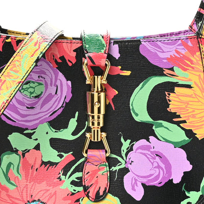 Gucci X KEN SCOTT New Shangai Calfskin Jenny Floral Print Small Jackie 1961 Hobo Black Pink 8 of 10