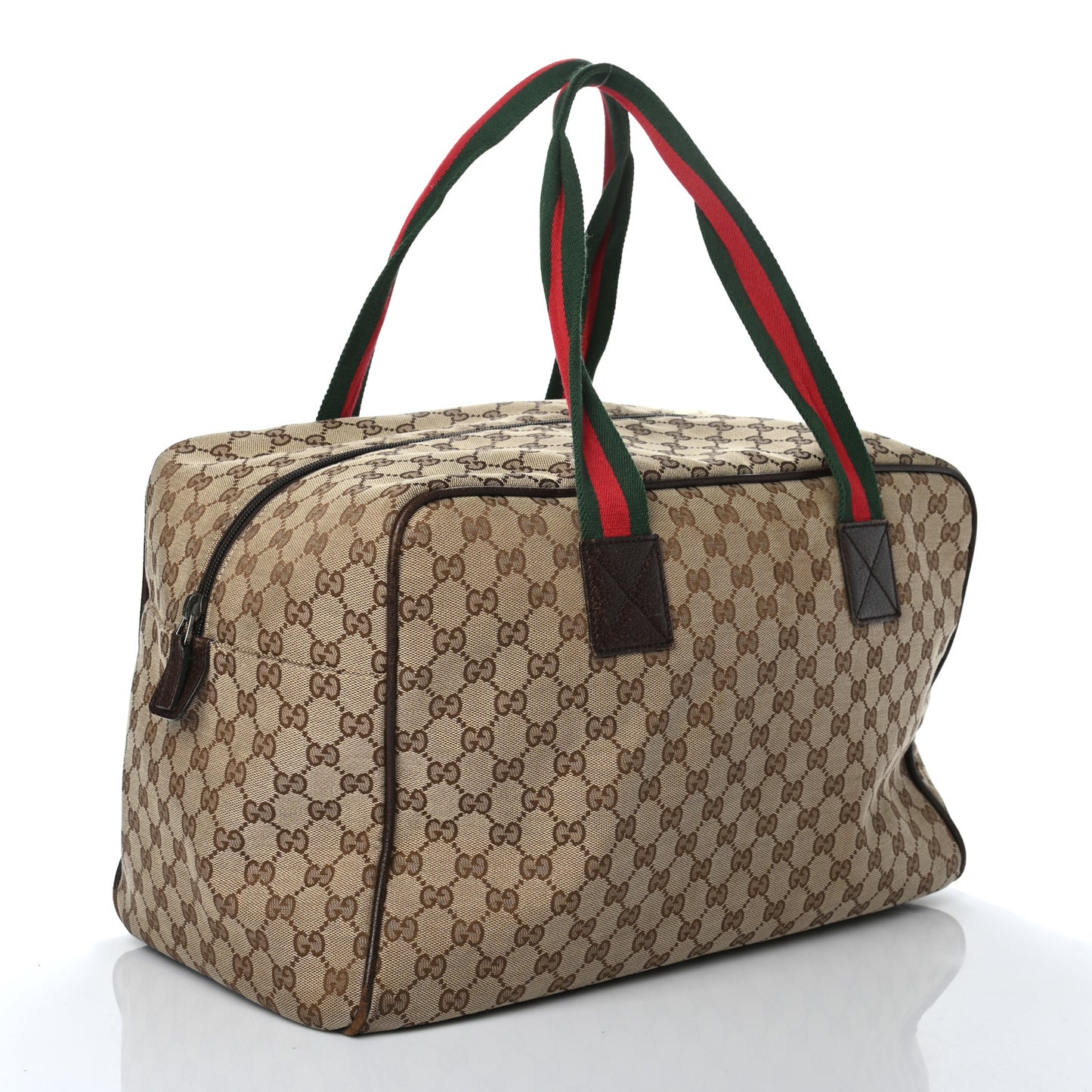 GG Monogram Web Medium Collapsible Carry On Duffle Beige Brown