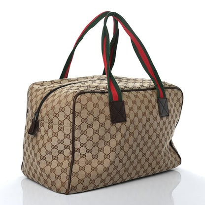Gucci GG Monogram Web Medium Collapsible Carry On Duffle Beige Brown 3 of 10