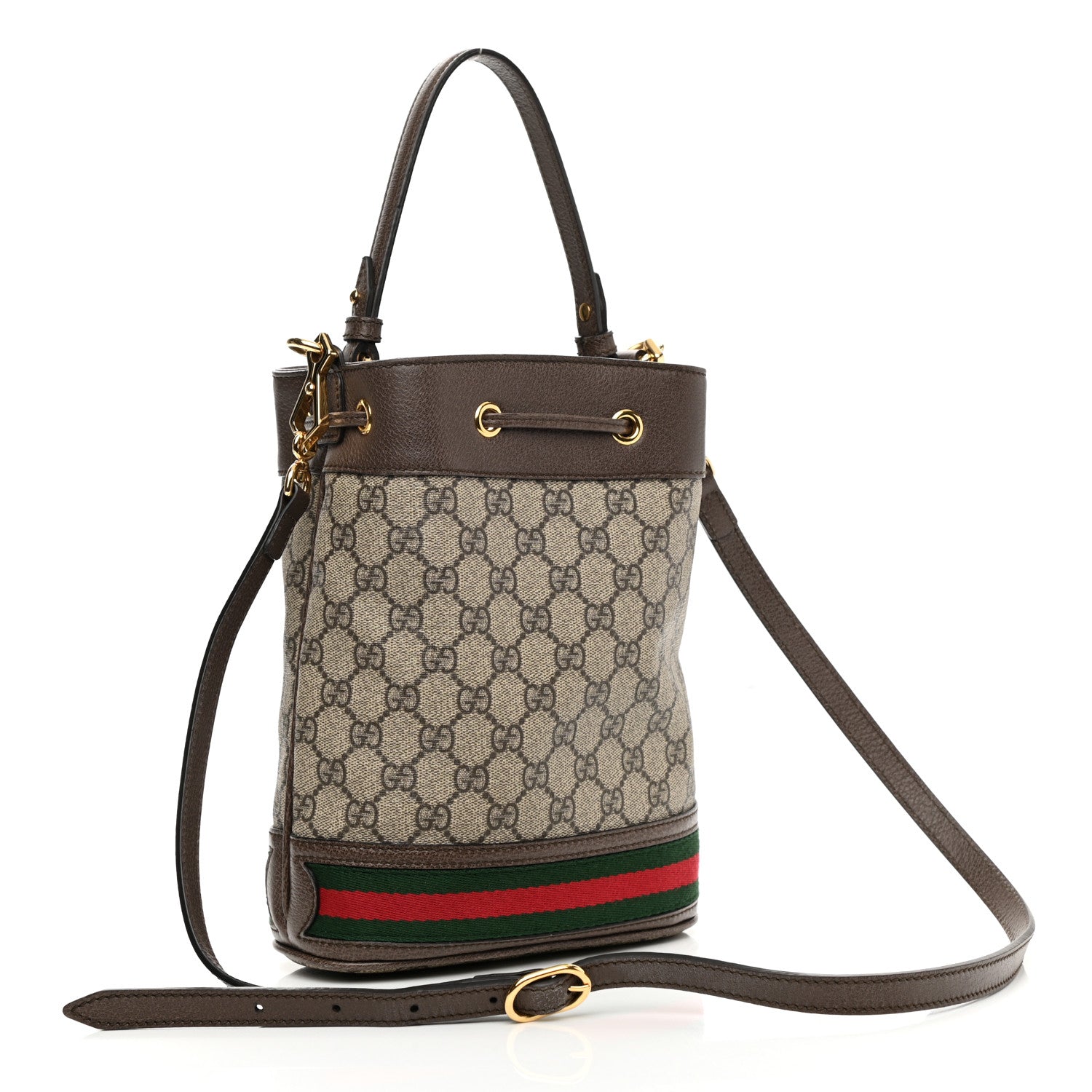 Gucci GG Supreme Monogram Web Small Ophidia Bucket Bag Brown 3 of 11
