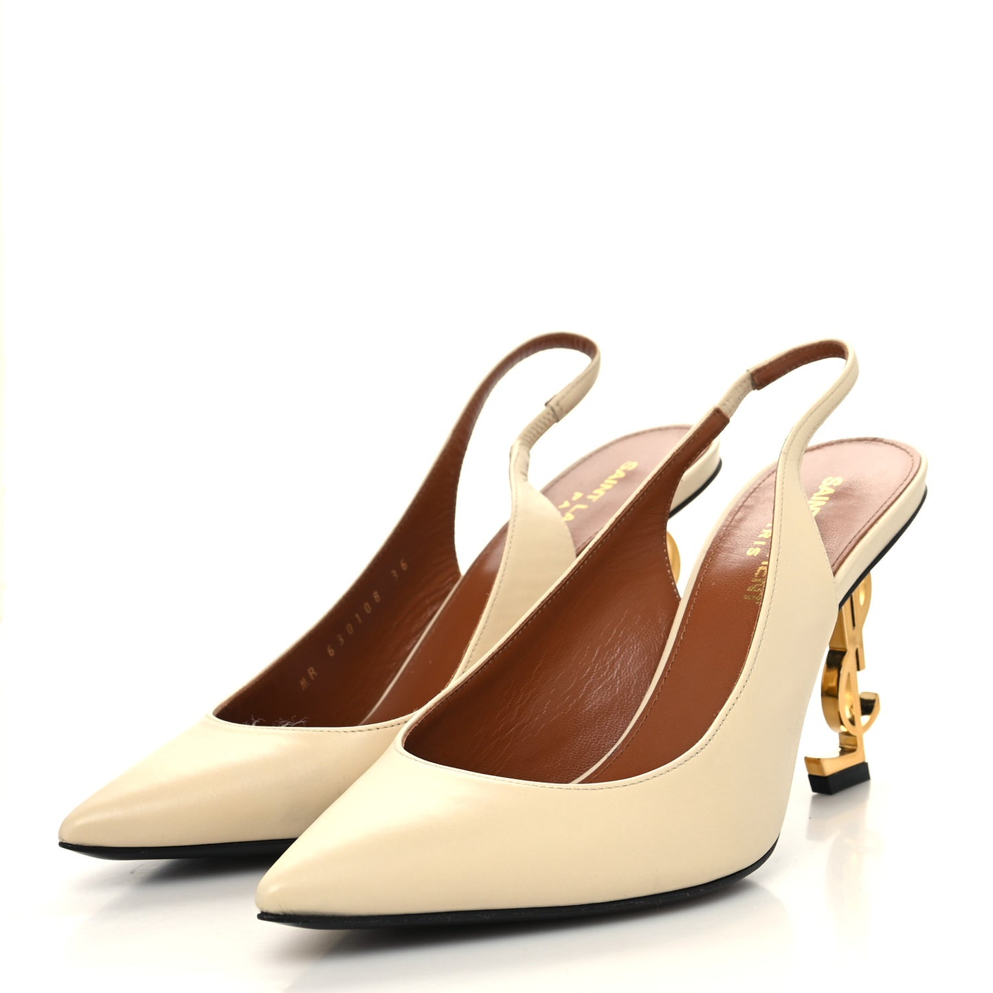 Calfskin Opyum 85 Slingback Pumps 36 Real Beige
