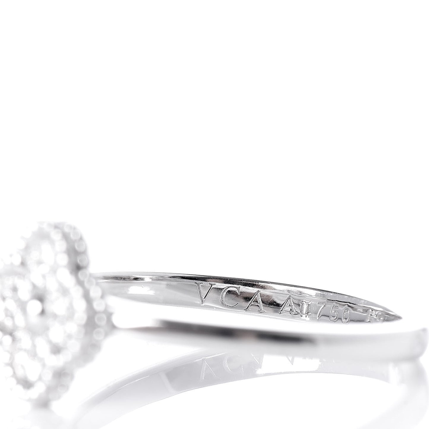 18K White Gold Diamond Sweet Alhambra Ring 52 6