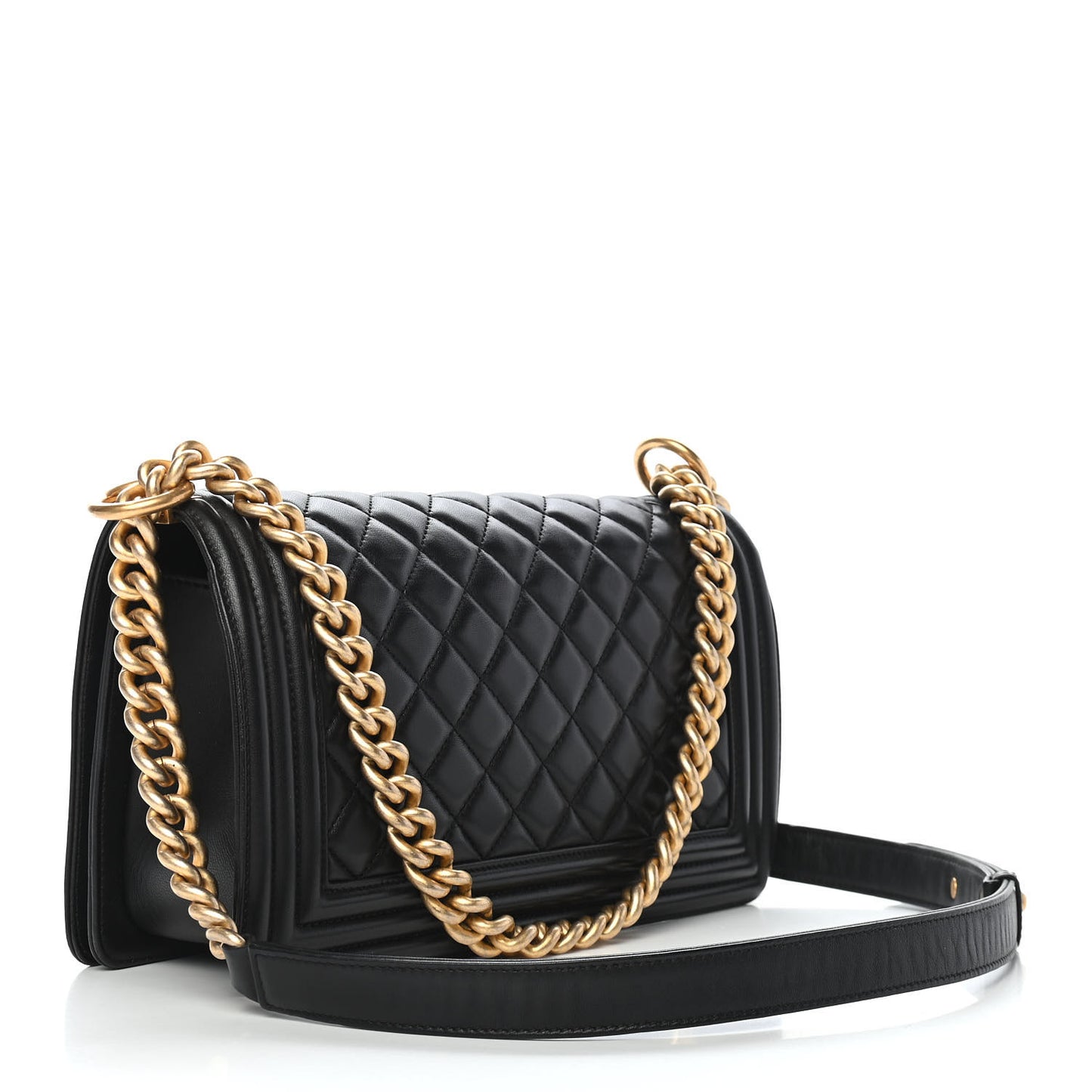 Lambskin Quilted Medium Boy Flap Black
