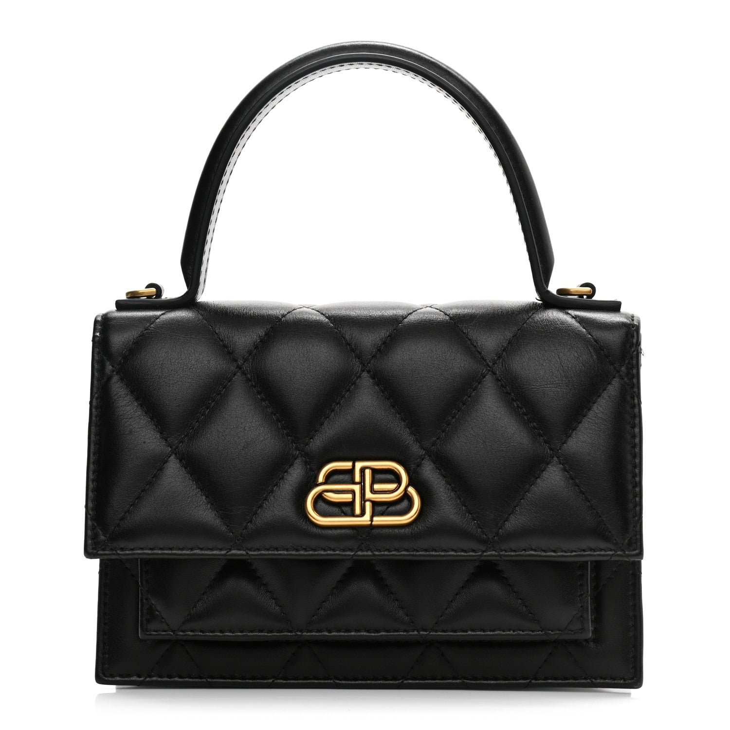 Balenciaga Nappa Calfskin Quilted XS Sharp Top Handle Bag Black 1 of 11